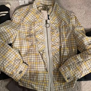 Casual yellow and gray plaid Jacket